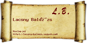 Lacsny Balázs névjegykártya
