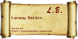 Lacsny Balázs névjegykártya